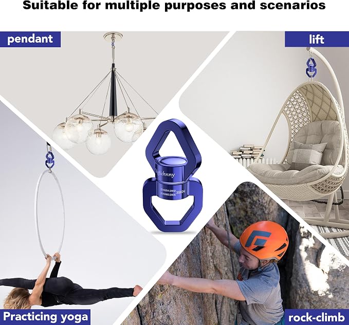 Swing Swivel, 35KN Safety Rotational Device,Swing Spinner for Web Tree Swing, Aerial Dance, Children's Swing, Hanging Hammock(Dark Blue)
