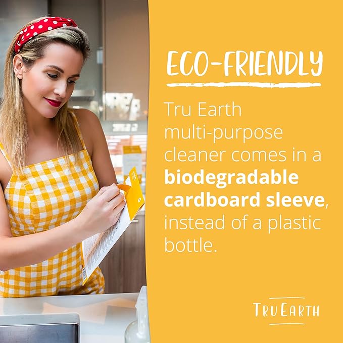 Tru Earth Multi-Surface Cleaner Eco-Strips | All Purpose Cleaner Concentrate for Multi-Use, Fresh Lemon Scent, 16 Strips
