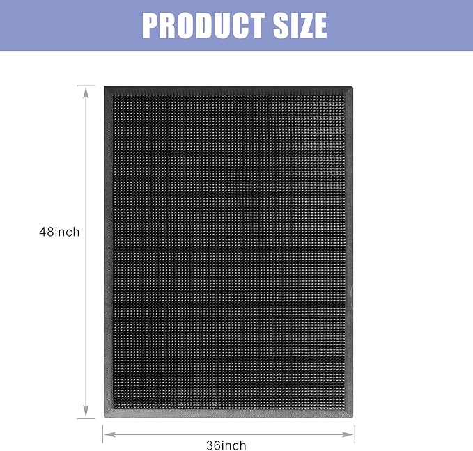 Kuyal Front Door Mat, 3'x4' Outdoor Entrance Mat, Winter Non-Slip Waterproof Outside Entrance Mats, Heavy Duty Durable Welcome, Non Slip Rubber Outdoor Mats for Entryway, Black
