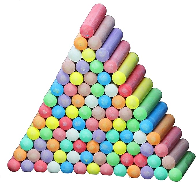 JOYIN 120 PCS Sidewalk Chalks for Kids Giant Box Non-toxic Jumbo Colored Washable Sidewalk Chalk for Toddlers in 10 Colors