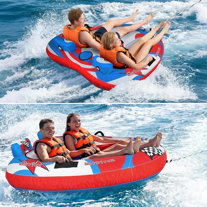 Towable Tube for Boating, 1β2 Person Inflatable Towable Tube with Quick Connect, Heavy Duty 840D Nylon Water Tube for Lake & Water Sports