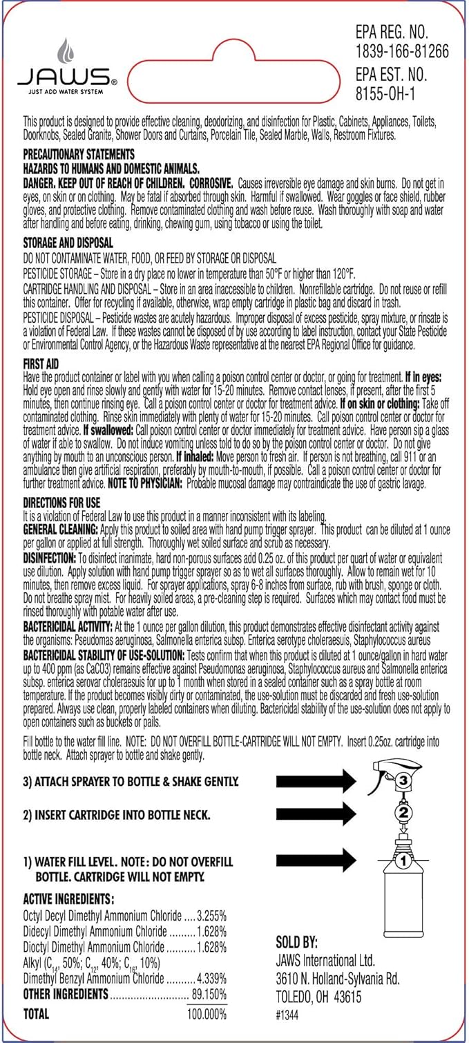 JAWS Cleaner Disinfectant Refill Pods, Box of 24