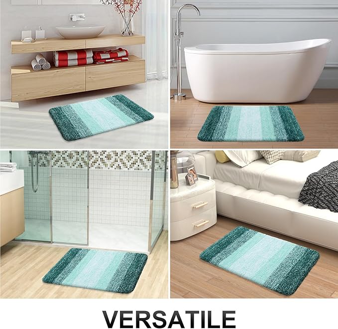 OLANLY Bathroom Runner Rugs 59x20, Extra Soft Absorbent Microfiber Bath Rugs, Rubber Backing, Quick Dry, Washable Bath Mats for Bathroom Floor, Tub and Shower, Home Decor Accessories, Blackish Green