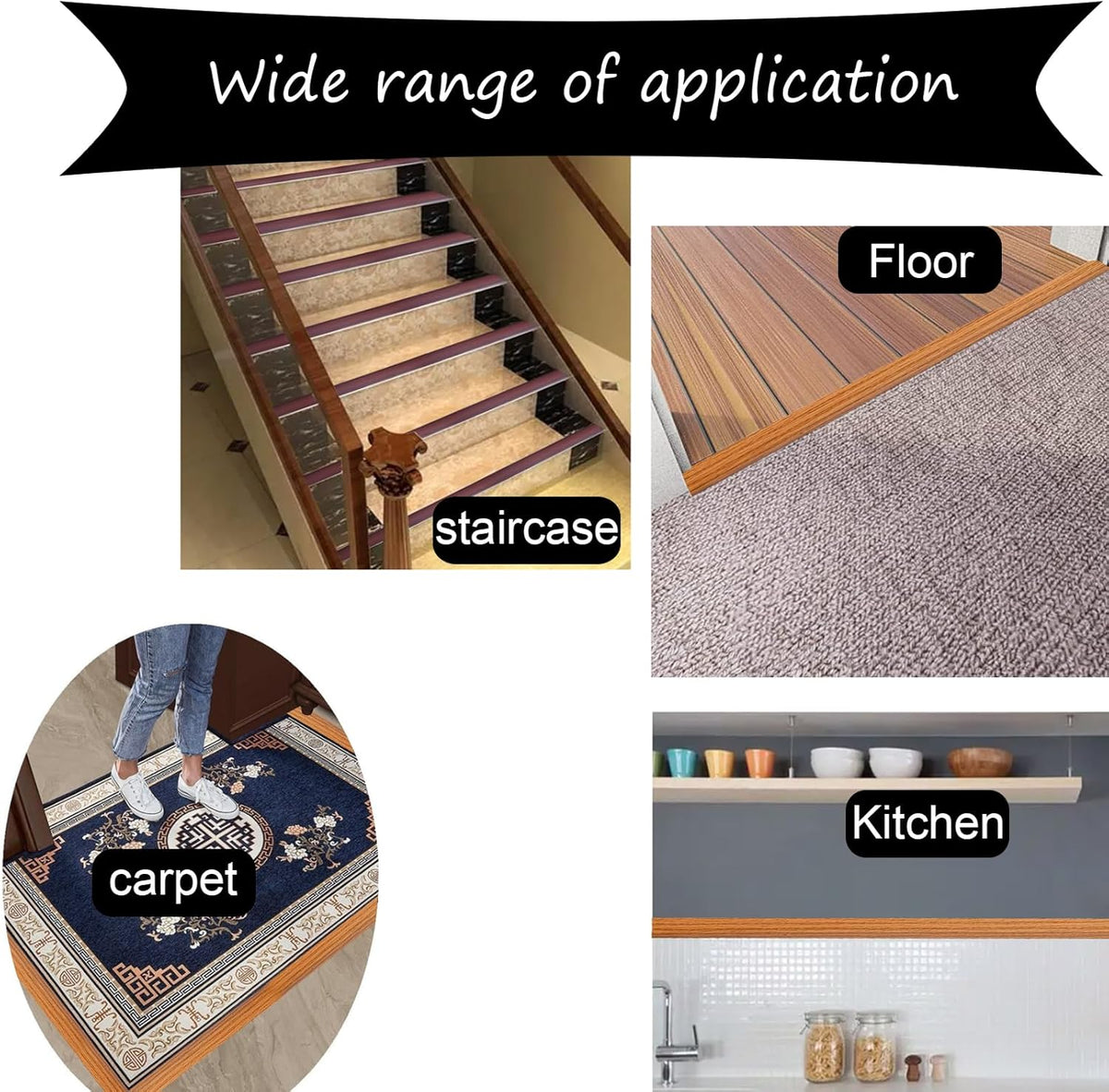 Floor Transition Strip & Self Adhesive Floor Vinyl Floor Edge Trim Laminate Floor Gap Covering Joining Strip