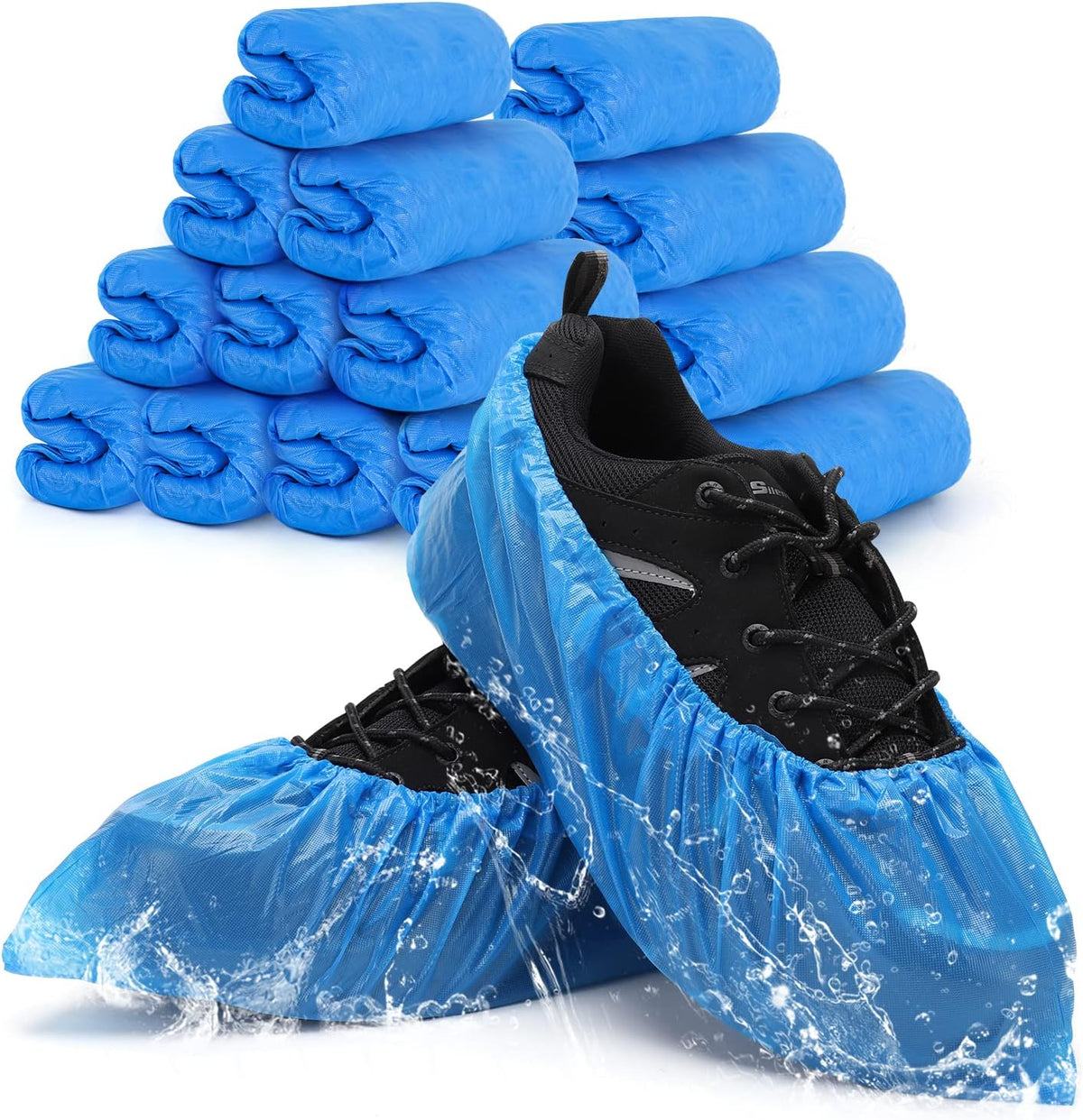 Shoe Covers Disposable Non Slip for Indoors Pack of 200 (100 pairs) Recyclable Shoe Booties Waterproof Shoe & Boot Covers Durable Shoe Protectors Covers One Size Fits Most Blue
