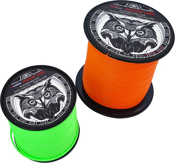 GM CLIMBING Throw Line 1.7mm 180Ft Roll Green UHMWPE Cord 650LBS High Strength for Tree Climbing Arborist Outdoor Utility Cord