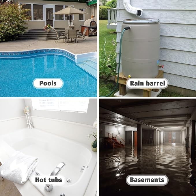 Automatic Water Pump, 2250GPH Sump Pump Submersible Basement Portable Electric Utility Water Pump Removal for Pool Draining Basement Hot Tubs Garden Pool Cover Pond, Dark