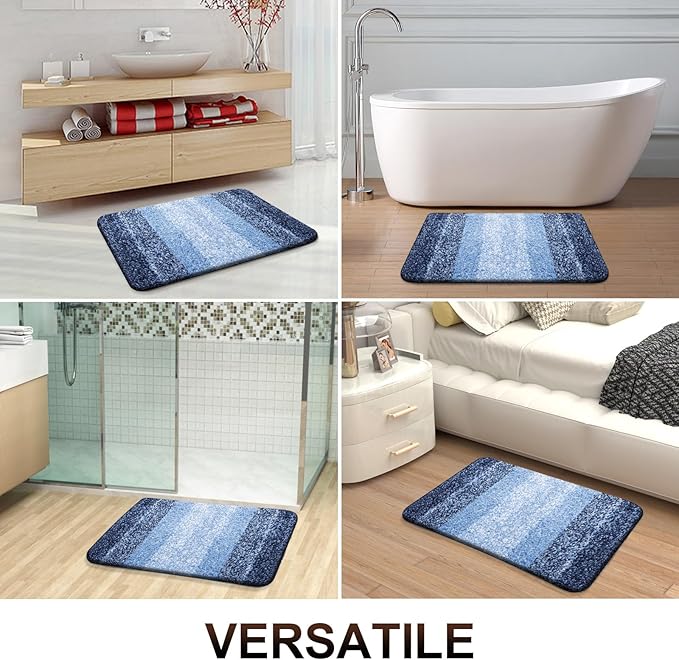 OLANLY Bathroom Runner Rugs 54x24, Extra Soft Absorbent Microfiber Bath Rugs, Rubber Backing, Quick Dry, Machine Washable Bath Mats for Bathroom Floor, Tub and Shower, Home Decor Accessories, Navy