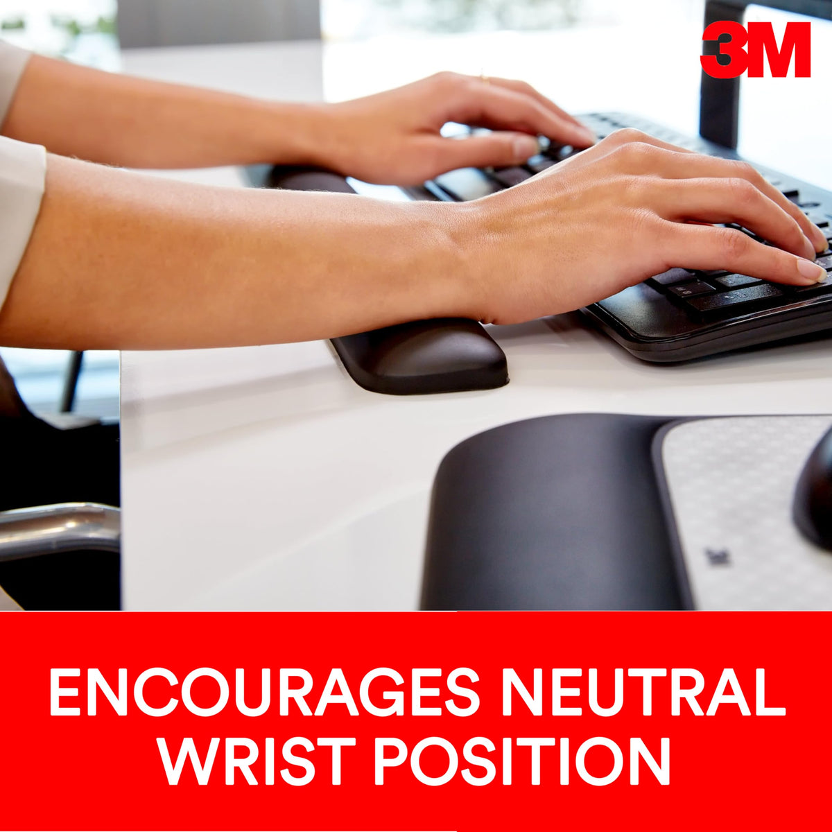 3M Gel Wrist Rest for Keyboards, Soothing 3M Gel Technology and Satin Smooth Cover for All Day Comfort and Support, Durable and Easy to Clean, 19", Black (WR85B)