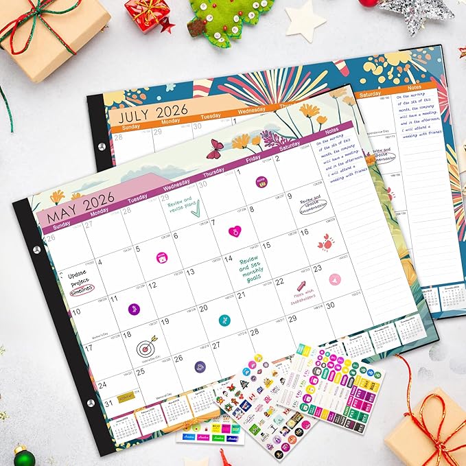 Gannyfer Desk Calendar 2025-2026, Large 22"x17" Monthly Calendar, July 2025 - Dec 2026, 18 Month Yearly Desktop Pad Calendar,Office Supplies Perfect for Home, School or Office(6 Stickers Included)
