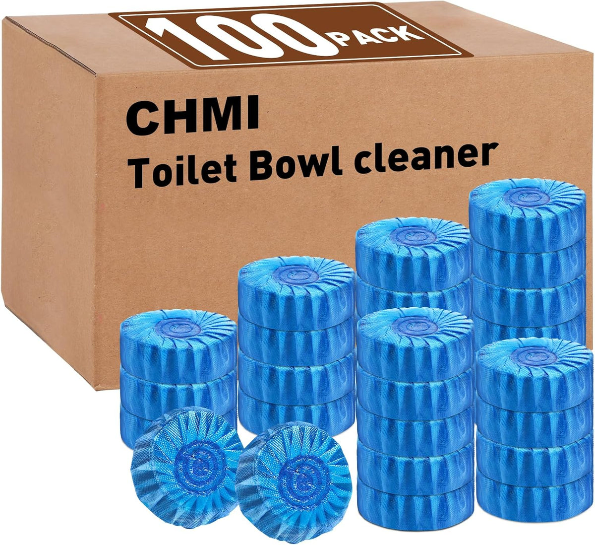 CHMI 100 Pack Toilet Bowl Cleaner Tablets, Long-lasting Bathroom Toilet Tank Cleaner.(Blue)