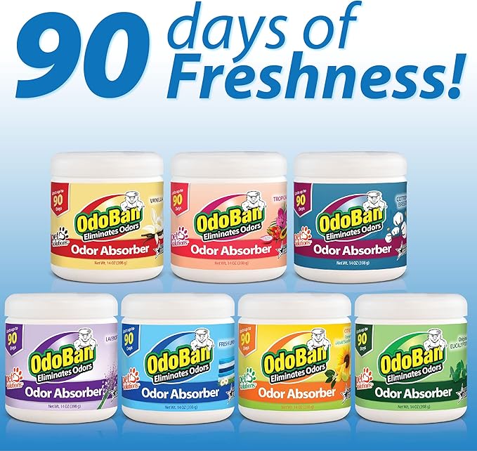 OdoBan Solid Odor Absorber Eliminator for Home and Small Spaces, Fresh Linen Scent, 14 Ounces Each, 9-Pack