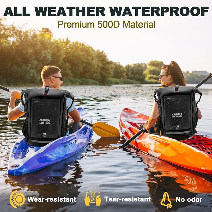 OSAH DRYPAK Waterproof Backpack Dry Bag 35L/55L/85L ā Heavy Duty Roll-Top Hiking Backpack for Travel, Kayaking, Boating, Camping, Rafting and Fishing