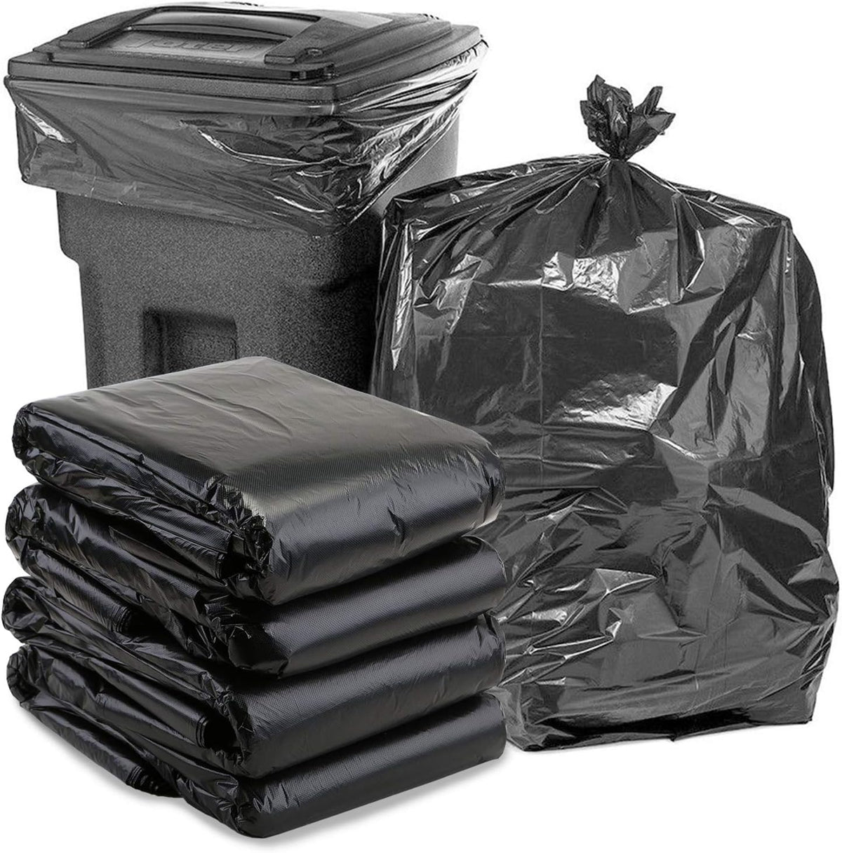 65 Gallon Trash Bags,25 Pieces large Black Heavy Duty Trash Can Liners,Large Size Trash bags Garbage Bags for Indoor and Outdoor