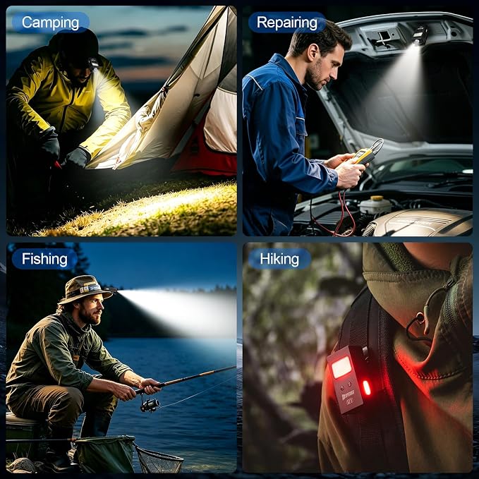 Speras U1 EDC Clip-on Flashlight, 500 Lumens Rechargeable Magnetic IP65 | Hands-Free Flat Pocket Light, Spot/Flood/RGB Modes, Waterproof Mini USB-C Sensor Work Light for Camping, Cycling, Emergencies