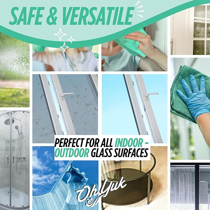 Oh Yuk Glass Cleaner Combo – Includes 24 oz Spray + 16 oz Concentrate Refill (Makes 5 Sprays) | Streak-Free Cleaning for Mirrors, Windows & More | Vegan, Made in USA