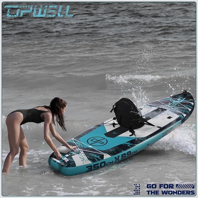 UPWELL 10'6"/11'/11'6" Inflatable Paddle Board, Stand Up Paddlboard for Youth & Adults, Stable Design, Premium SUP Accessories, Backpack, Leash, Hand Pump, Fins