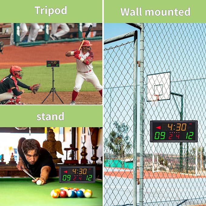 Portable Digital Scoreboard with Tripod,Multiple Sport Electronic Scoreboard with LED Display