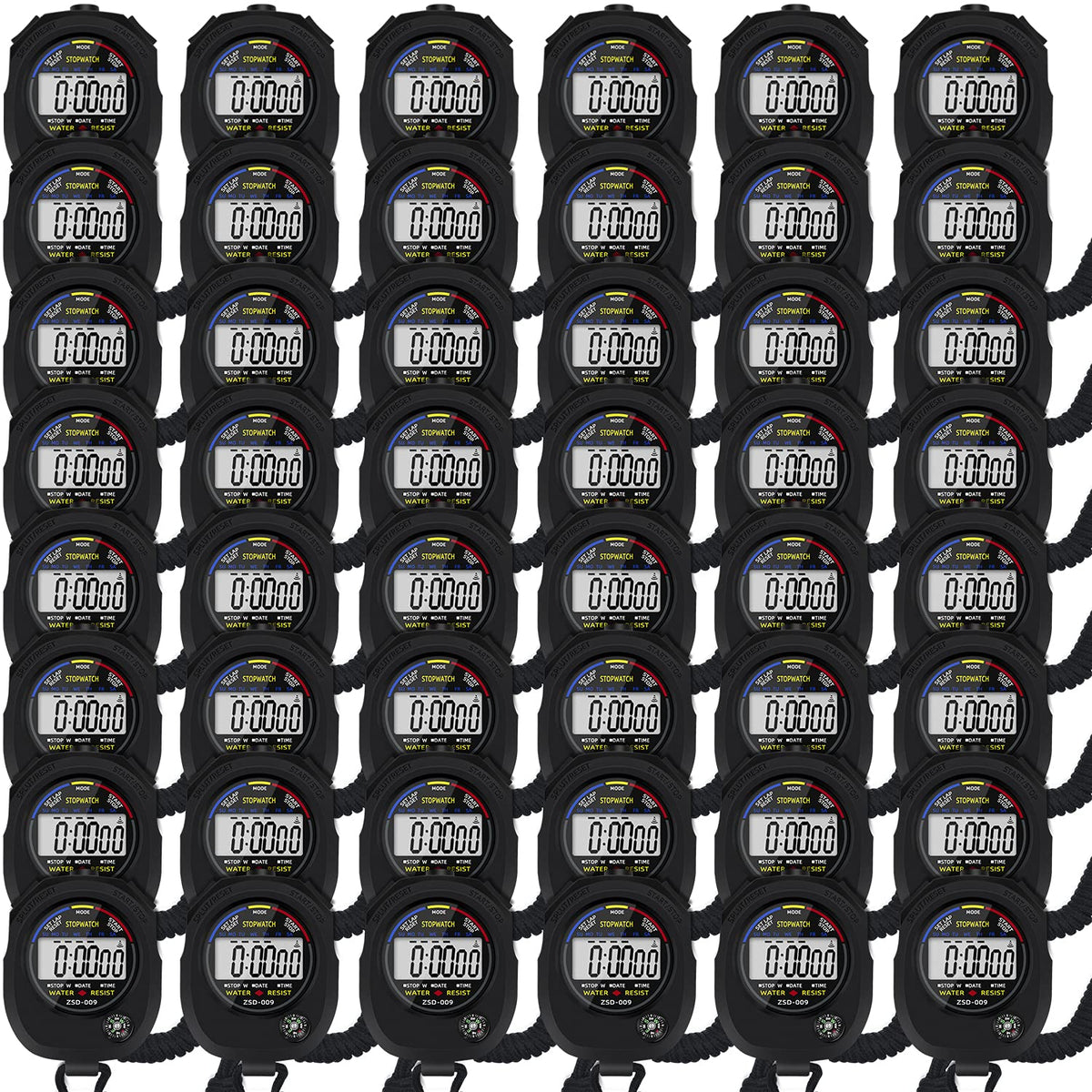 Multi-Function Electronic Digital Sport Stopwatch Timer, Large Display with Date Time and Alarm Function,Suitable for Sports Coaches Fitness Coaches and Referees (48 Pack)