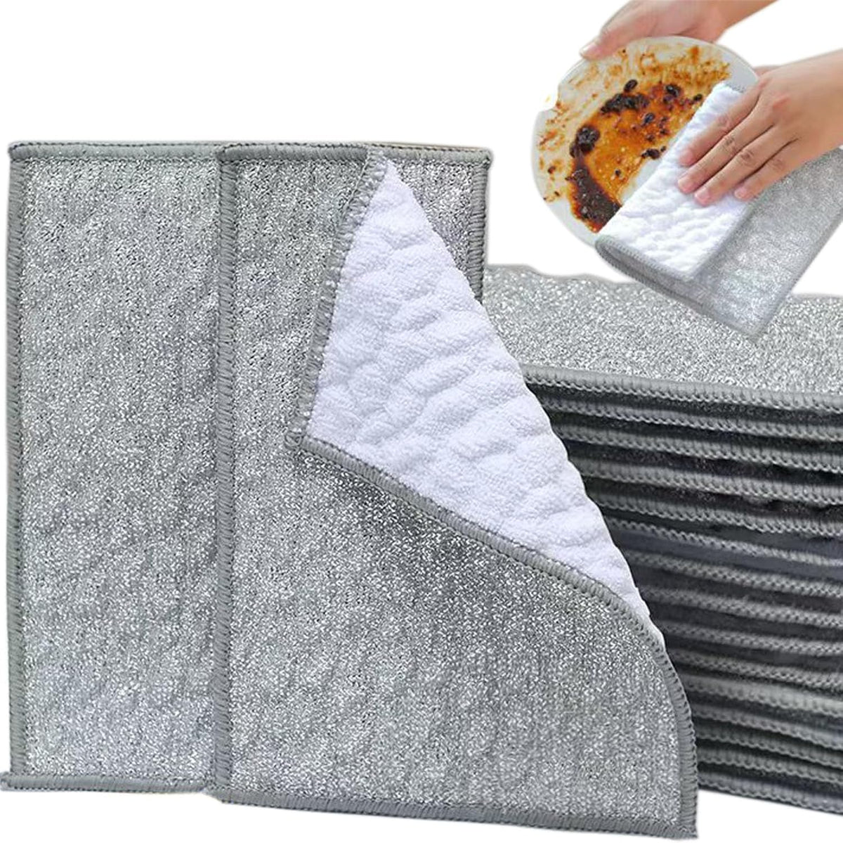New Scratch-Resistant Multi-Functional Metal Wire Dish Cloth, Double-Sided for Wet and Dry use, Suitable for Washing Dishes, cookware, Sinks, stoves, and Kitchen Cleaning. (5PCS)