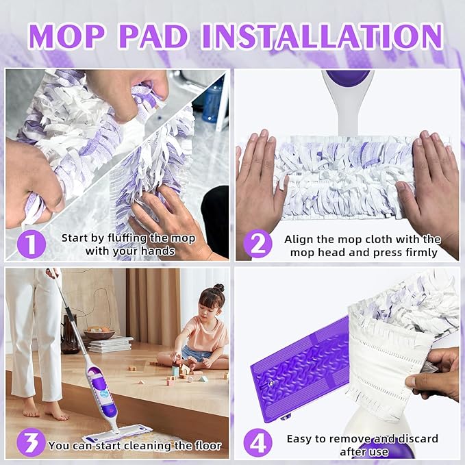 20 Count Disposable Heavy-Duty Power Mop Pads Refills for Swiffer Power Mop ,Replacement Floor Cleaning Refills, Non-Washable & Unscented, Compatible with Swiffer PowerMop (Quick-Absorb, No Residue)