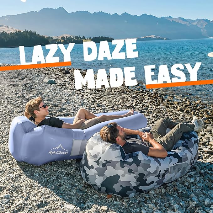 AlphaBeing Inflatable Lounger Beach Chair Accessories, Air Sofa Hammock Inflatable Couch for Camping Backyard Lakeside with Compression Sacks, Ideal Outdoor Gifts for Adults