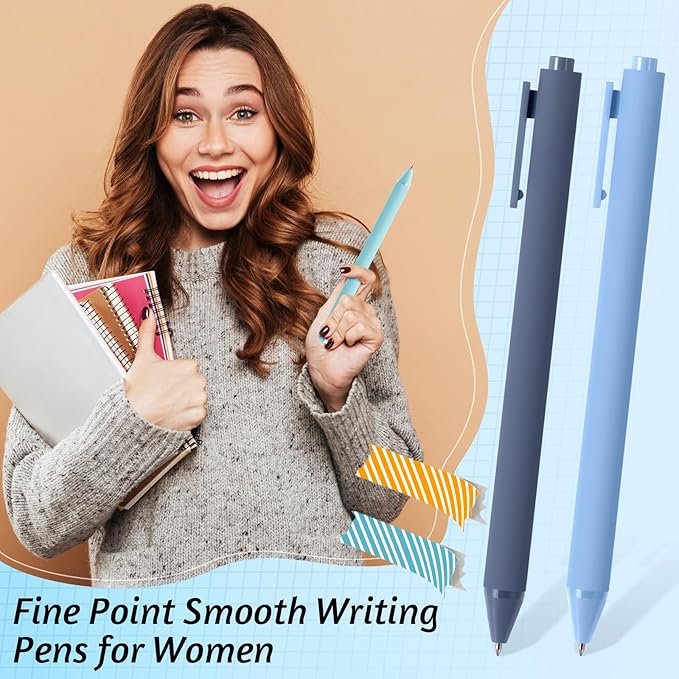 Crtiin 50 Pcs Gel Ink Pens Bulk Black Ink, Smooth Writing Cute Colorful Pens for Back to School First Day of School Teacher Student Server Office Supplies Staff Party Favor Gifts (Blue Series)