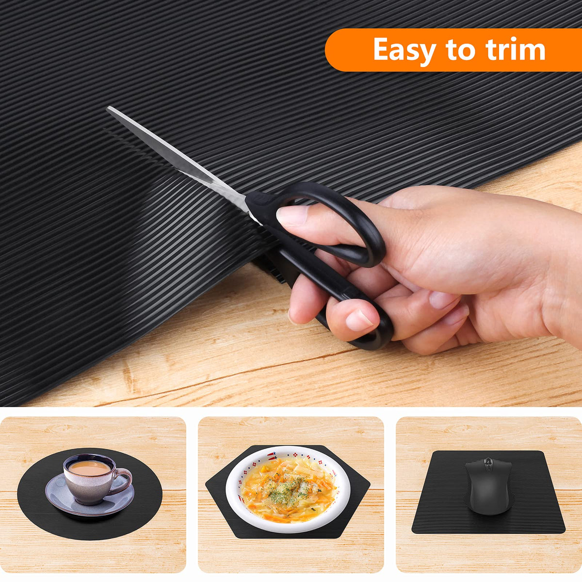 Shelf Liners for Kitchen Cabinets Non Adhesive Drawer Liner EVA Material Cupboard Mat Refrigerator Mats Washable Fridge Liner for Cabinet, Storage and Desks 11.8 x 59 Inches Black