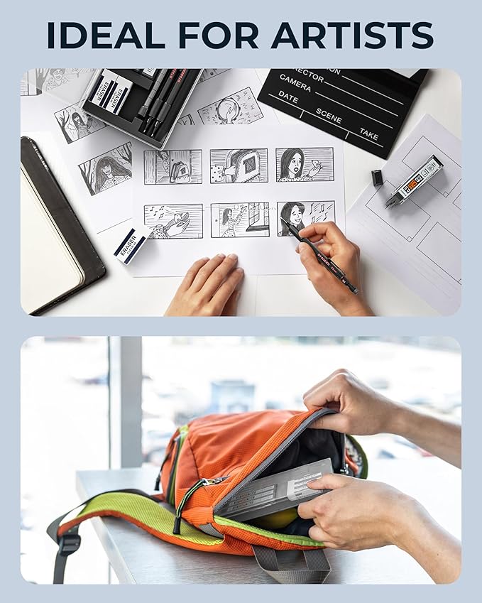 Mechanical Pencils 0.7mm with Case, Metal Weatherproof Body Outdoor Artist Mechanical Pencil with 120 PCS HB & 2B Lead Refills, Eraser, for Writing Drafting Drawing and Sketching