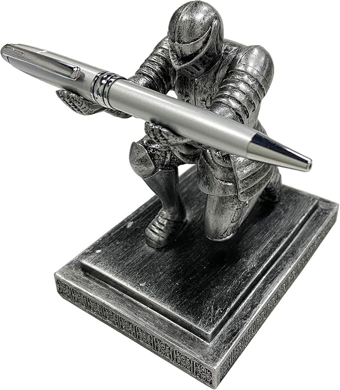 Executive Knight Pen Holder with a Pen Personalized Desk Accessories Decor Home Office Cool Pen Stand Iron