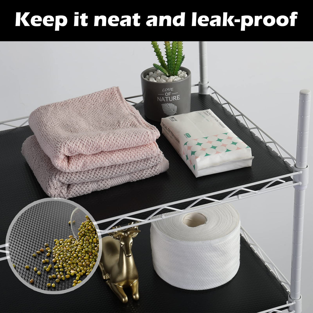 Janeart 13-Inch Wire Shelf Liner: Easy to Cut Black Plastic Pantry Shelving Liner 13" x 12 FT - Waterproof Thick Small Drawer Mat for Wire Shelves
