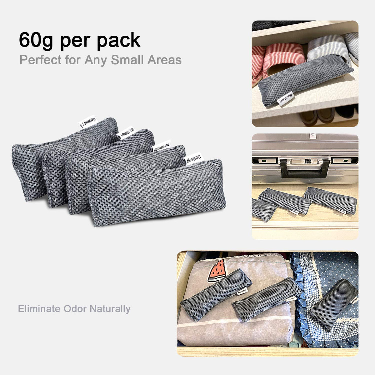 12 Pack Charcoal Shoe Deodorizer Bags inserts, Shoe Odor Eliminator,Drawer Deodorizers, Activated Charcoal Odor Absorber for Gym Bag, Car, Pet, Closet