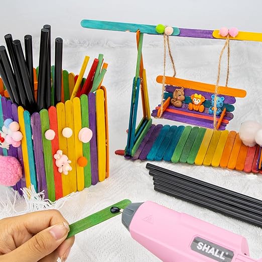 SHALL Mini Hot Glue Sticks, 0.27” Dia x 8” Long, 100 Pack Black Glue Gun Sticks for All-Temp Mini Glue Guns, Hot Melt Adhesive Glue Sticks Multipurpose for DIY Craft Sealing Repair Festival Decoration