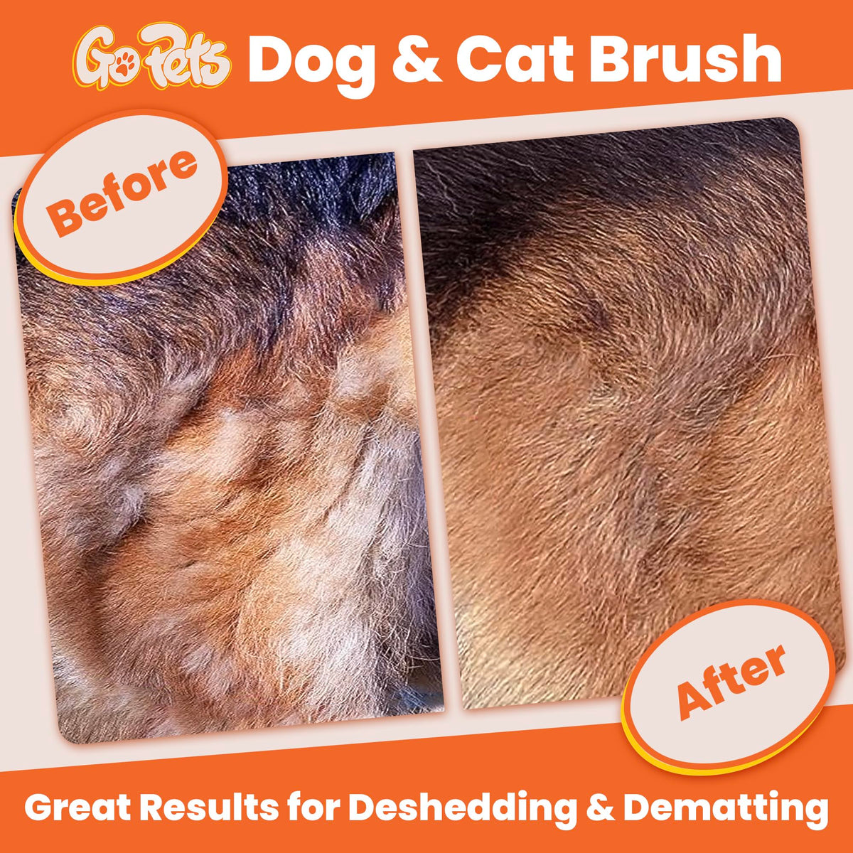 GoPets 2-Sided Dematting & Deshedding Comb for Dogs & Cats, Versatile Undercoat Detangler Brush for Shedding, Matted Hair & Fur Remover Tool, Stress-Free Pet Grooming Rake with Ergonomic Handle