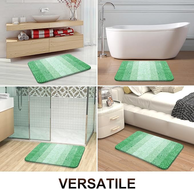 OLANLY Bathroom Runner Rugs 47x24, Extra Soft Absorbent Microfiber Bath Rugs, Rubber Backing, Quick Dry, Machine Washable Bath Mats for Bathroom Floor, Tub and Shower, Home Decor Accessories, Green