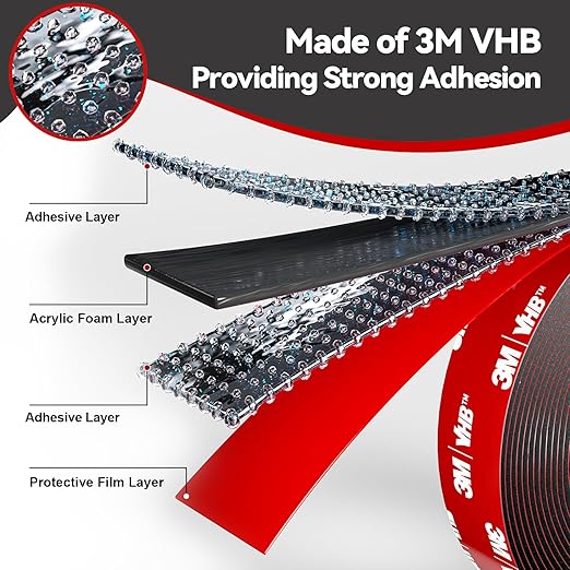 2 Rolls Double Sided Tape High Temperature Resistant Heavy Duty, Made of 3M, 19.7 Ft X 0.6 ", Strong Adhesion and Multi-Purpose Automotive Parts Mounting Tape