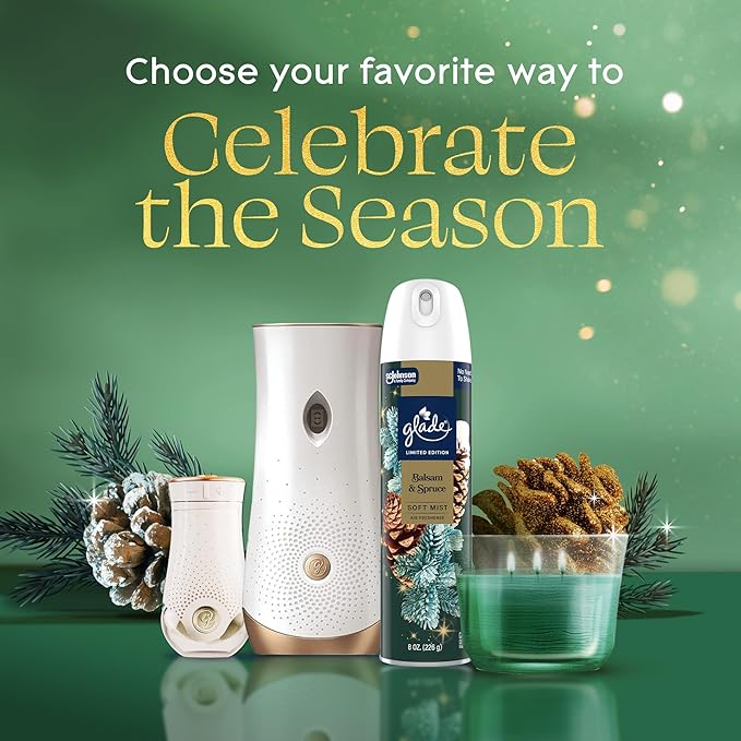 Glade PlugIns Refills Air Freshener, Balsam & Spruce, Scented and Essential Oils for Home and Bathroom, 0.67 Fl Oz, 5 Count