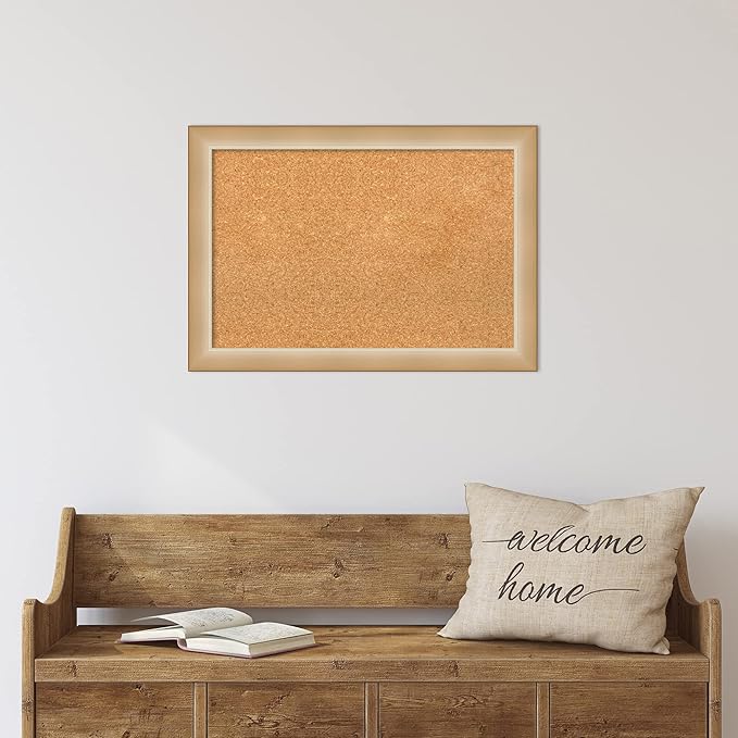 Amanti Art Natural Cork Board for Wall, 19x27 Vision Board with Gold Frame, Medium Corkboard Office Decor for Home Organization, Modern Contemporary Corkboard Pinboard to display items for home
