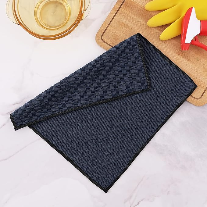 Kitinjoy Microfiber Cleaning Cloth, 12 Pack Soft and No Lint Microfiber Towels Cleaning Supplies, Absorbent Fast Drying Cleaning Rags for Housekeeping, Kitchen, Window, 12 x12 Inches, Black Iris