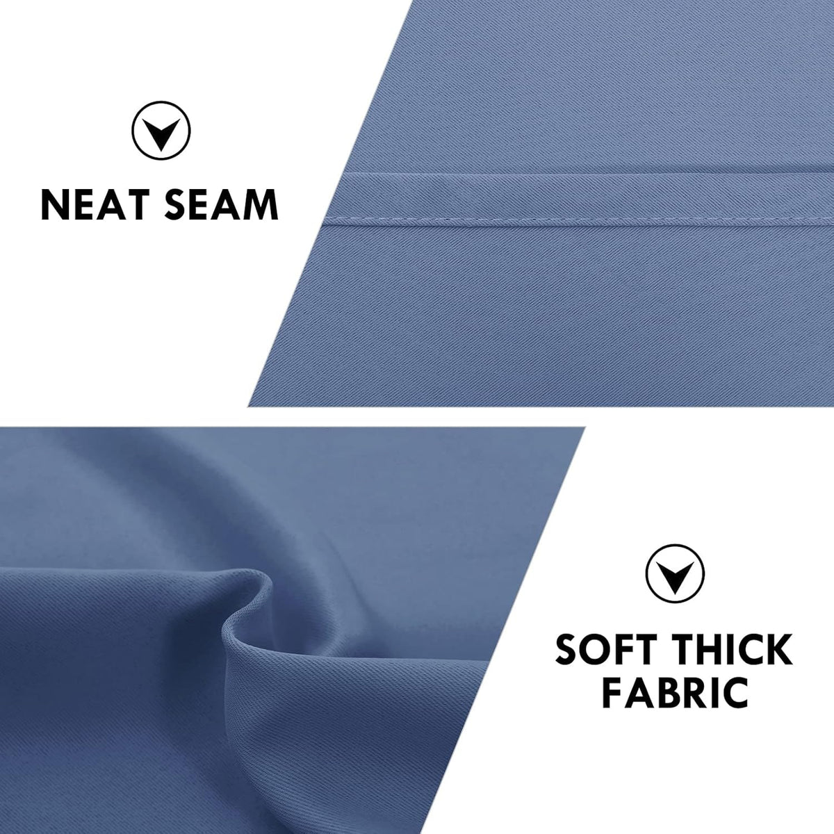 DWCN Blackout Curtains – Thermal Insulated, Energy Saving & Noise Reducing Bedroom and Living Room Curtains, Dusty Blue, W 38x L 63 Inch, Set of 2 Rod Pocket Curtain Panels