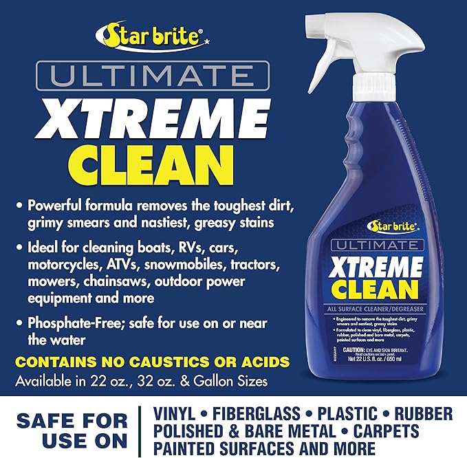 STAR BRITE Ultimate Xtreme Clean - High-Performance All-Surface Cleaner Degreaser, Ideal for Aluminum, Fiberglass, Plastic, Chrome, Stainless, Leather, and Rubber Surfaces