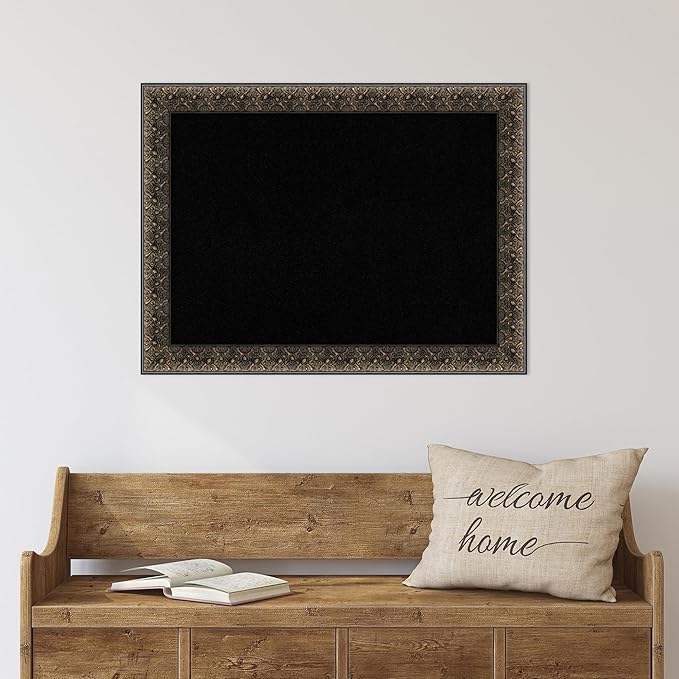 Amanti Art Black Cork Board for Wall, 25x33 Vision Board with Black Wood Frame, Medium Corkboard Office Decor for Home Organization, Traditional Corkboard Pinboard to Display Items for Home