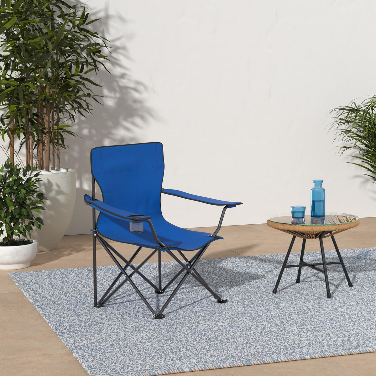 Trademark Innovations Folding Outdoor Beach Camp Chair, 18" L x 31" W x 32" H, Blue