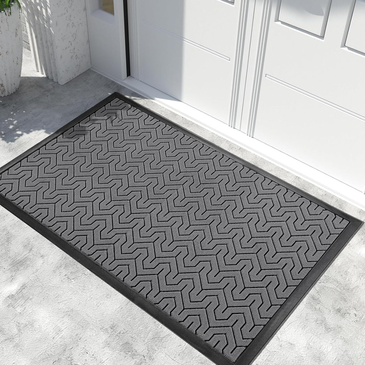 Yimobra Extra Large Door Mat Outside Entrance 60x32, Waterproof Heavy Duty Outdoor Mats for Front Door, Non Slip Rubber Entry Mat for Garage Patio, Easy Clean, Grey
