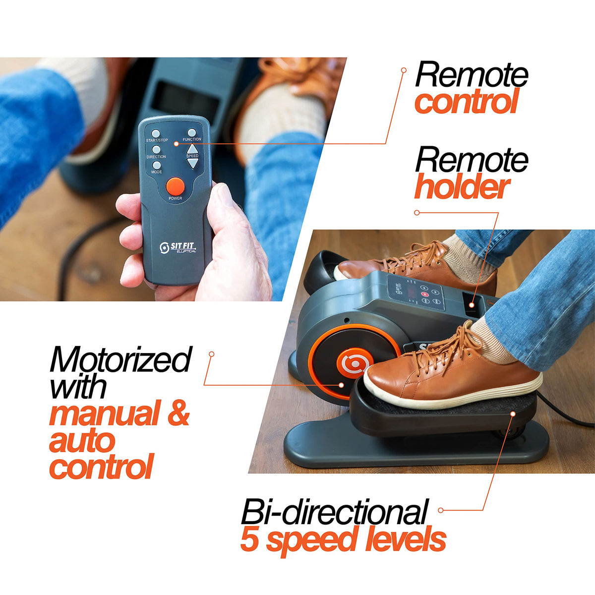 SITFIT, Sit Down and Cycle! Powered Foot Pedal Exerciser for Seniors, Under Desk Elliptical Exercise Bike, Leg Exerciser While Sitting. Peddler Exerciser Mini Bike, Portable Rehabilitation Equipment.