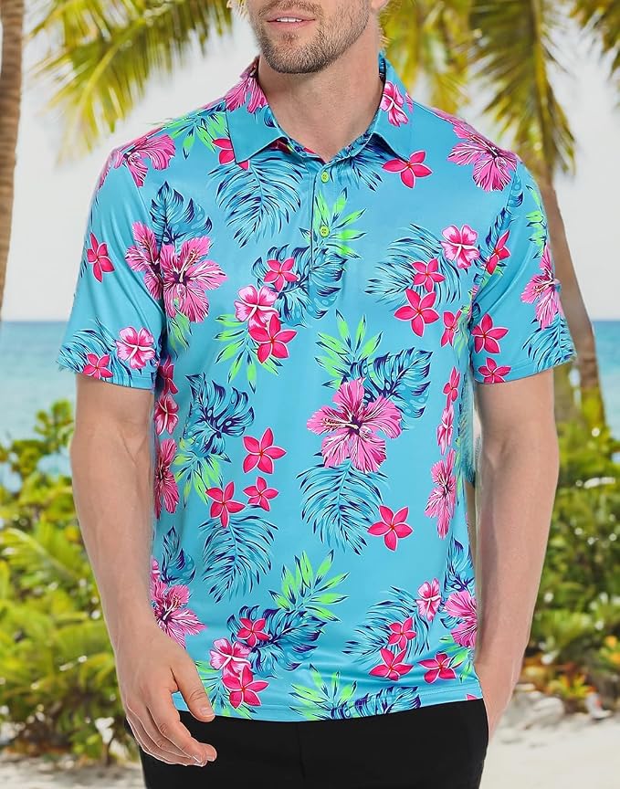 LRD Golf Shirts for Men UPF 50 Moisture Wicking Short Sleeve Polo Shirt