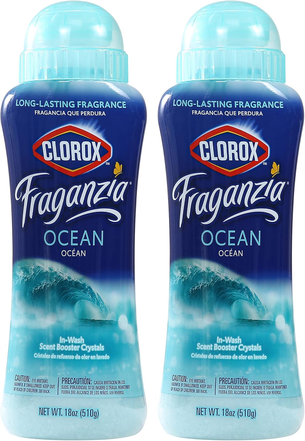Clorox Fraganzia Laundry Scent Booster Crystals in Ocean Scent - Scented In-Wash Freshener Beads for Fresh, Clean, Great Smelling Clothes and Linens, 18 Oz - 2 Pack