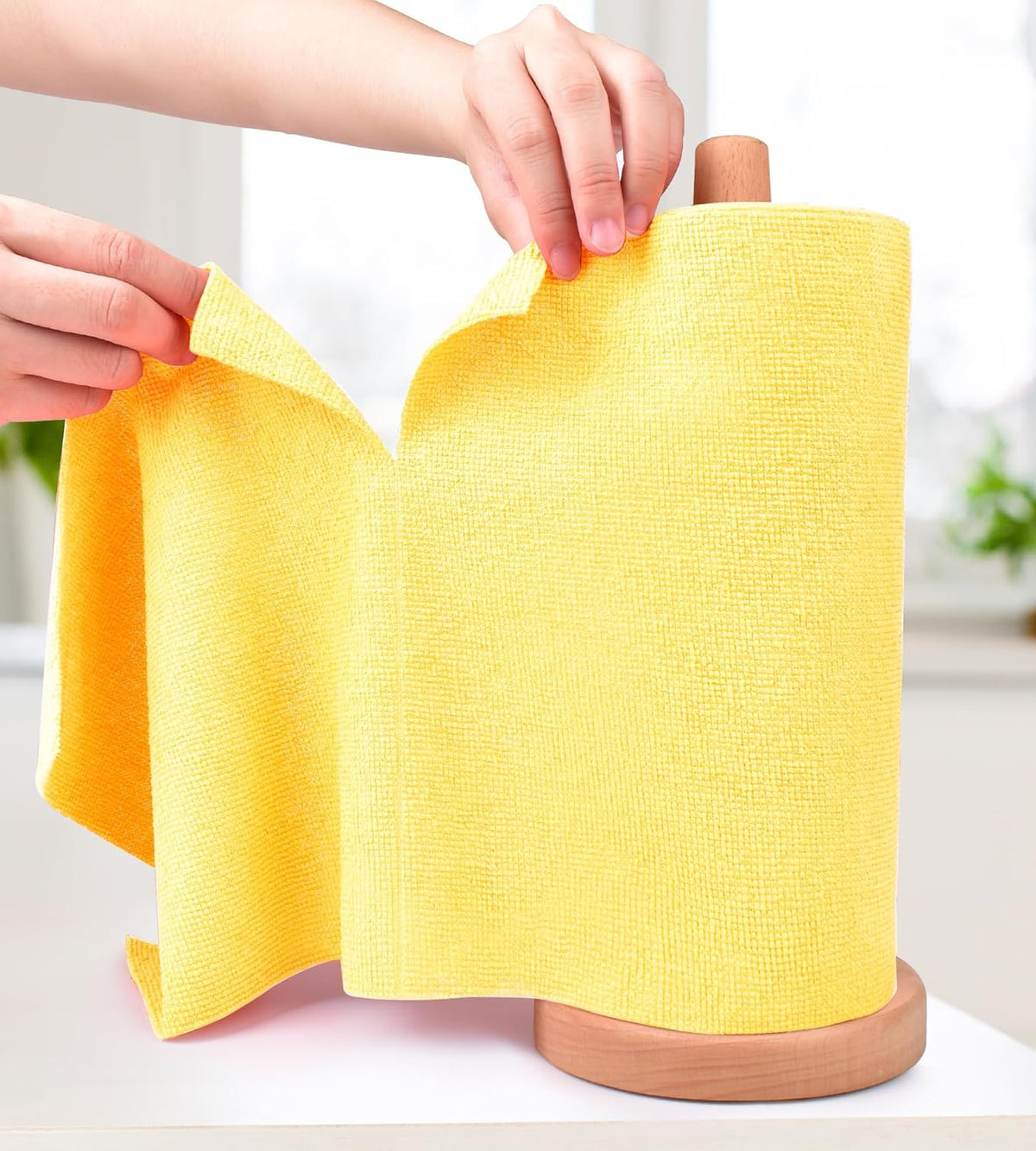 Microfiber Cleaning Cloth Rollâ20 Pack, Tear Away Microfiber Towels, Reusable, Washable, Scratch-Free, Kitchen Towels for Car, Home, Kitchen, Glass, Dishes(Yellow)