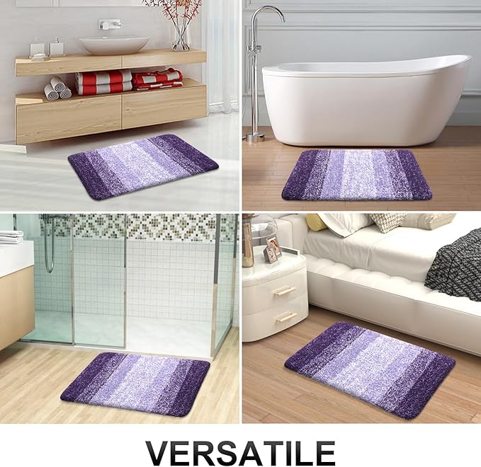 OLANLY Bathroom Runner Rugs 59x20, Extra Soft Absorbent Microfiber Bath Rugs, Rubber Backing, Quick Dry, Machine Washable Bath Mats for Bathroom Floor, Tub and Shower, Home Decor Accessories, Violet