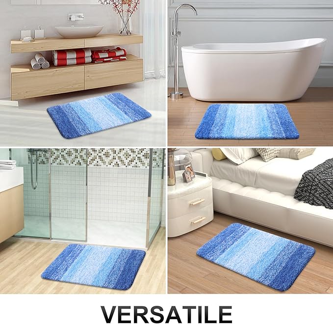 OLANLY Bathroom Runner Rugs 47x20, Extra Soft Absorbent Microfiber Bath Rugs, Rubber Backing, Quick Dry, Washable Bath Mats for Bathroom Floor, Tub and Shower, Home Decor Accessories, Light Royal Blue